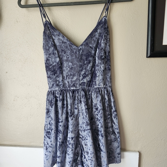 La Hearts Blue Velvet Jumpsuit - Picture 1 of 6